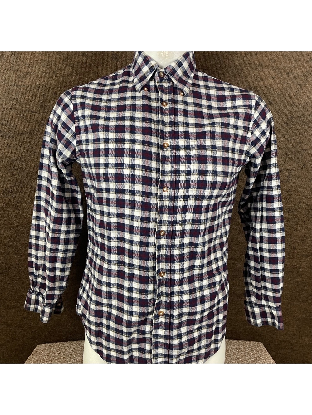 Brooks Brothers Flannel Shirt Men’s Medium Plaid 100% Cotton Button Up 13 Regent
